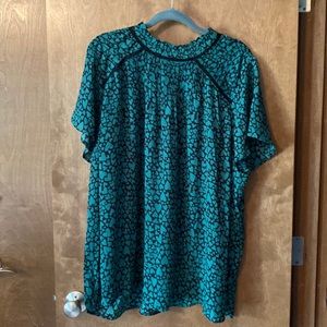 Torrid black and green blouse. Size 4.